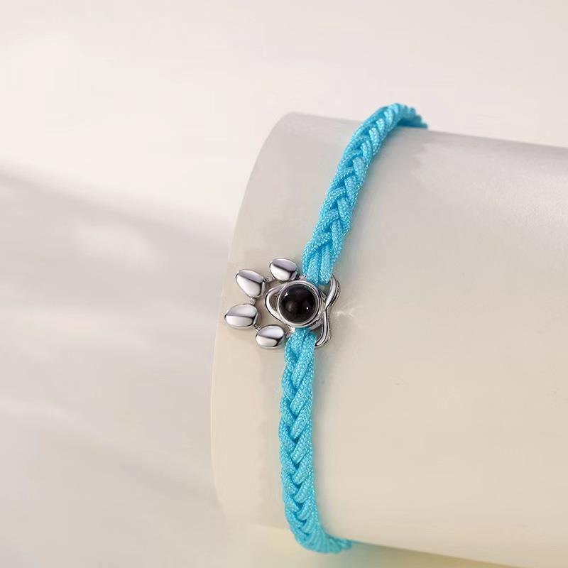 Beaded Personalized Photo Projection Bracelet Custom Photo Dog Paw Bracelet Pet Photo Necklace Cat PawPendant Commemorative Gift